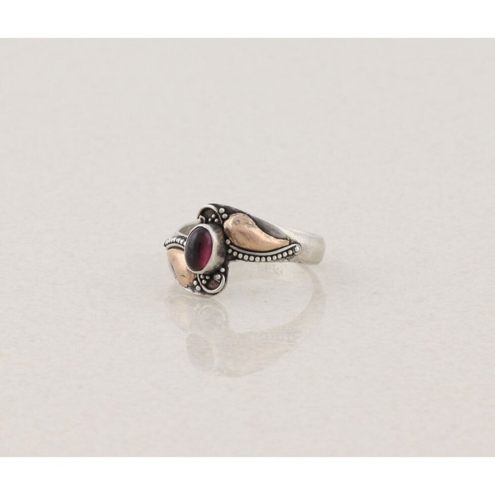 Sterling Silver Natural Garnet Ring Size 6 1/4 - Picture 5 of 7